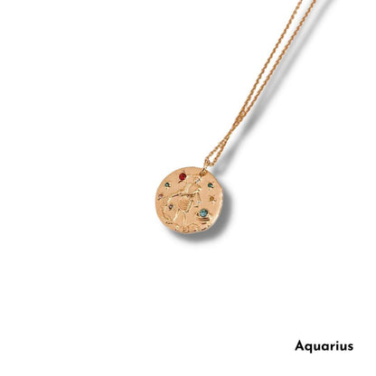 The Smart Minimalist 18k Gold waterproof horoscope necklace   Aquarius