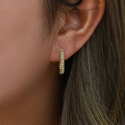 Square Hoop Earrings with Pavé Detail - The Smart Minimalist