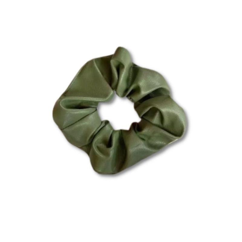 Faux Leather Scrunchie The Smart Minimalist  green 