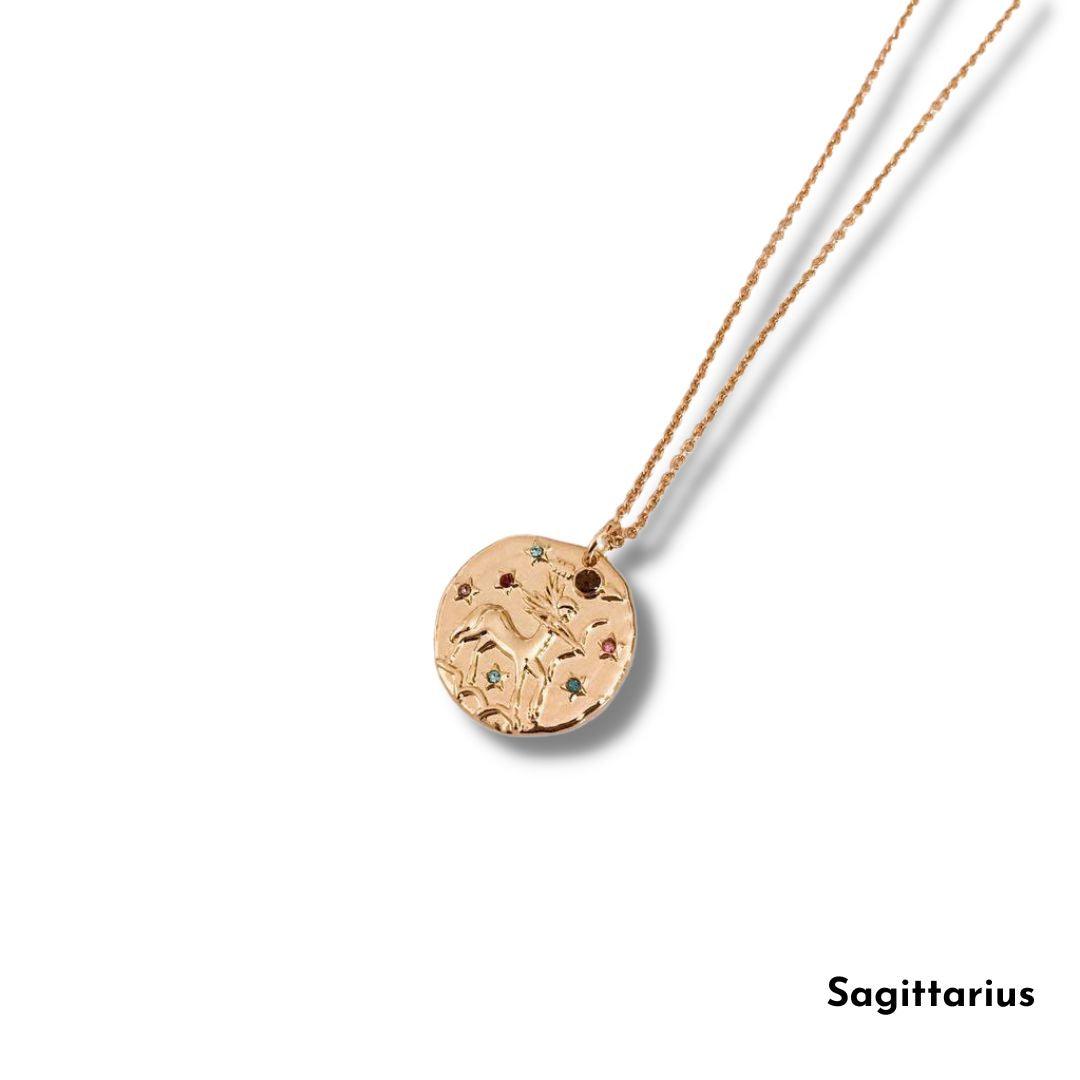 The Smart Minimalist 18k Gold waterproof horoscope necklace   Sagittarius 