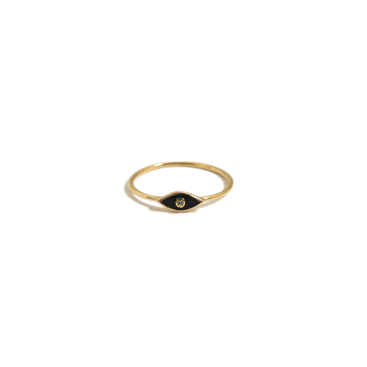 Evil Eye Ring - 10k Solid Gold & Enamel - The Smart Minimalist
