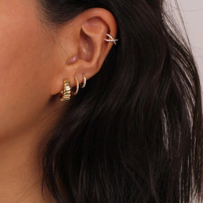 14k Gold Pavé Cross Ear Cuff - The Smart Minimalist