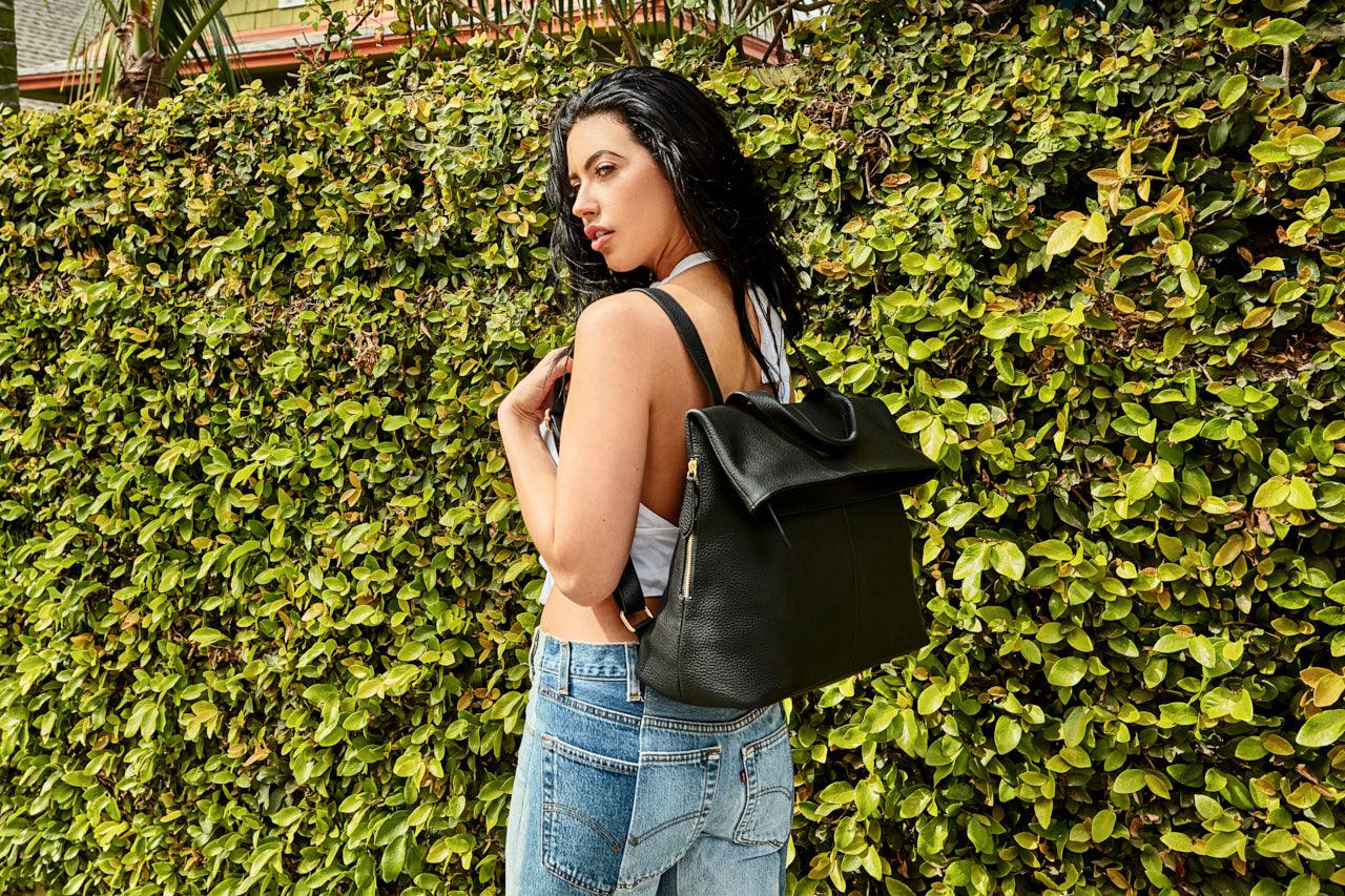 Convertible Black Leather Tote Backpack - The Smart Minimalist