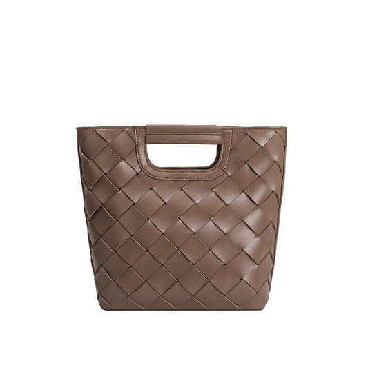 Woven Top Handle Bag in Taupe