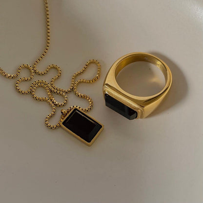 Rectangle Bullion Stone Pendant Necklace - The Smart Minimalist