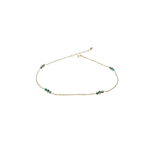 14k Gold & Turquoise Beaded Anklet the smart minimalist