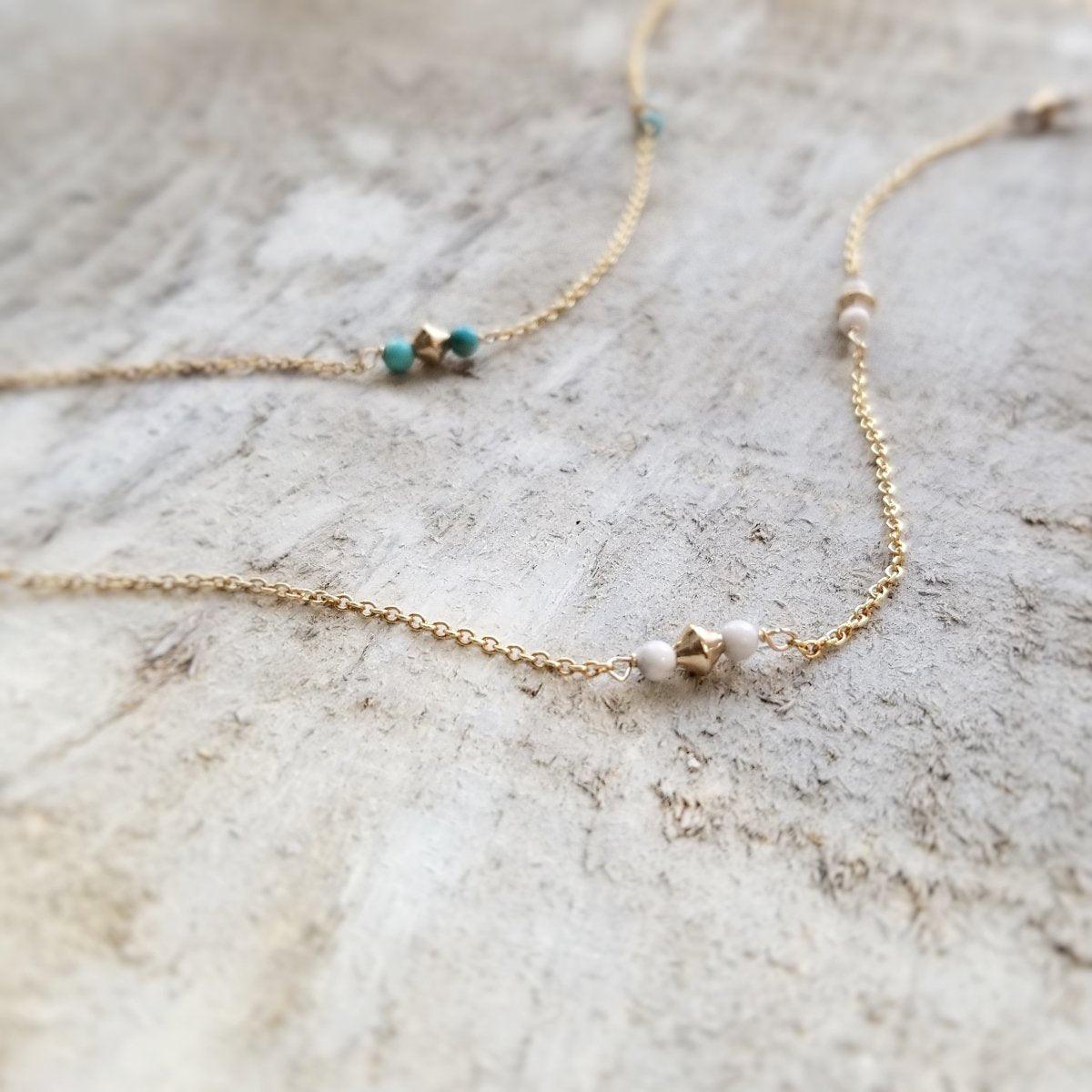 14k Gold & Turquoise Beaded Anklet - The Smart Minimalist