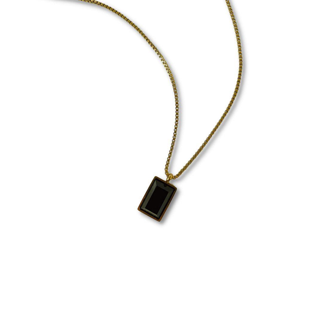 Rectangle Bullion Stone Pendant Necklace - The Smart Minimalist