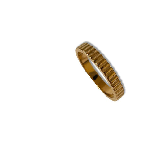 4mm Thick Ribbed Stacking Ring - 18k Gold Plated the smart minimalist